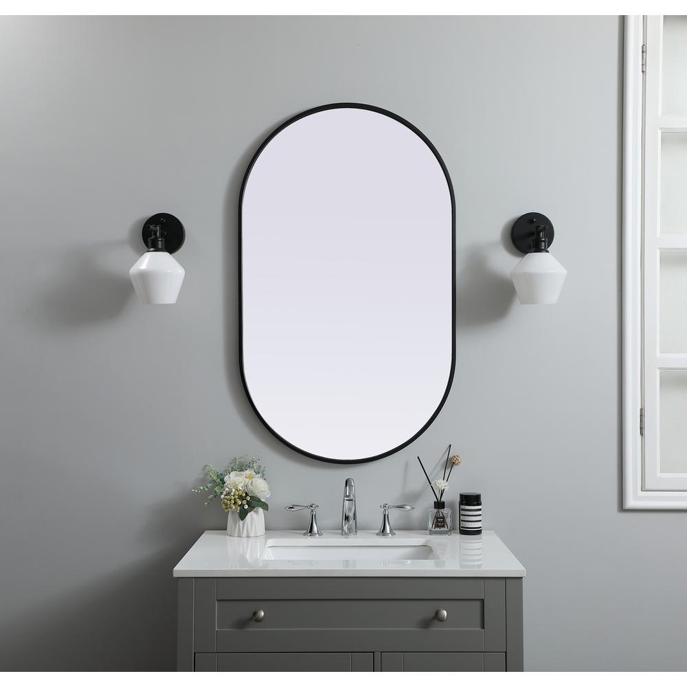 Metal Frame Oval Mirror 24x40 Inch in Black. Picture 11