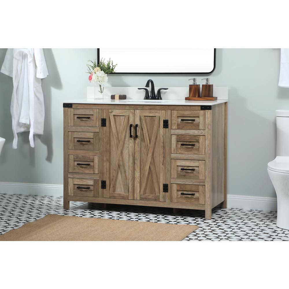 48 inch Single bathroom vanity in natural oak with backsplash. Picture 2