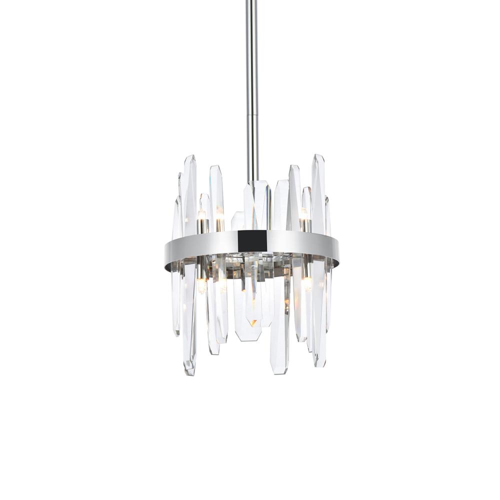 Serena 10 inch crystal round pendant in chrome. Picture 2