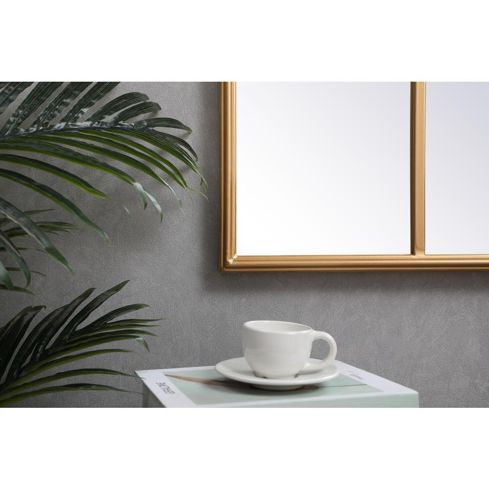 Metal windowpane mirror 36 inch x 53 inch in Brass. Picture 3