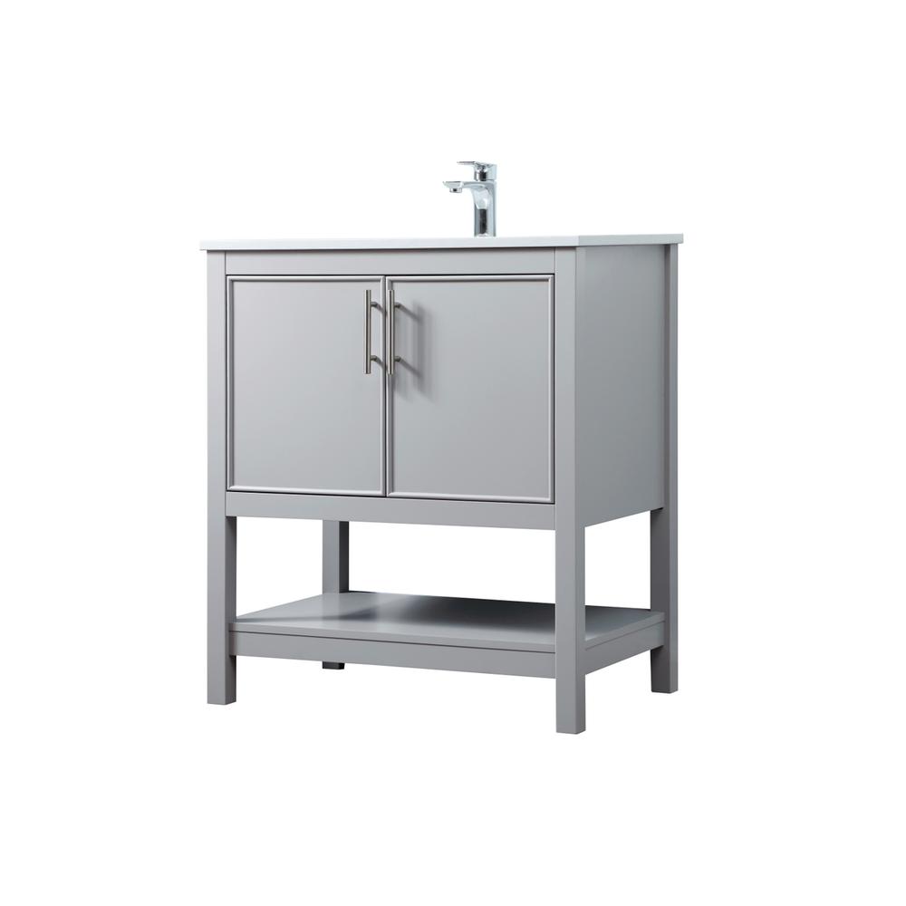 30 Inch SIngle Bathroom Vanity In Grey. Picture 7