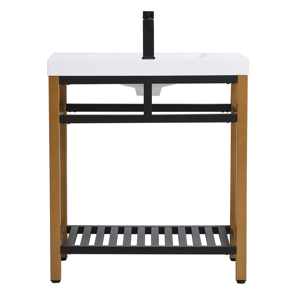 30 inch Single Bathroom Metal Vanity in Golden Black. Picture 13