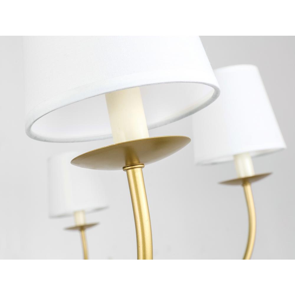 Eclipse 6 light Brass and White shade chandelier. Picture 9