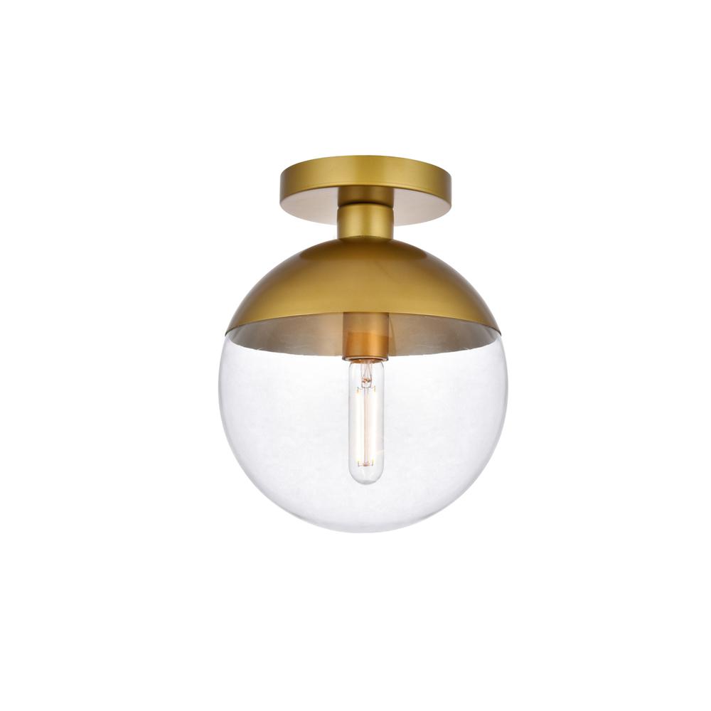 Eclipse 1 Light Brass Flush Mount With Clear Glass. Picture 2