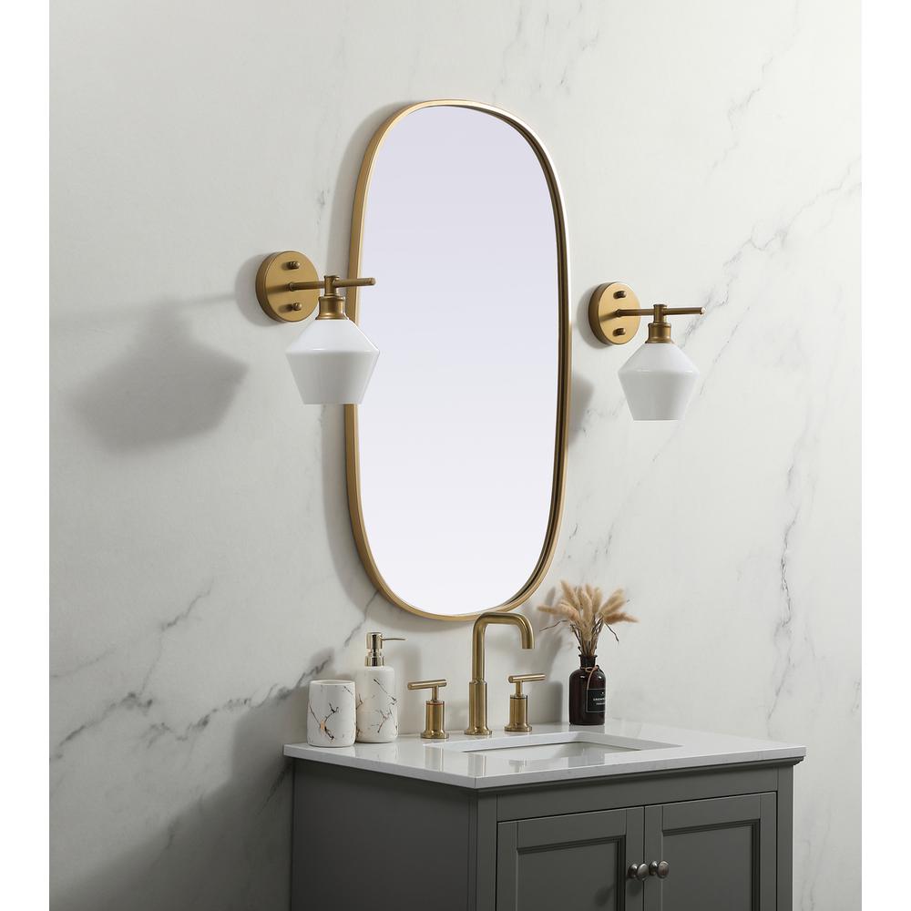 Metal Frame Oval Mirror 20x36 Inch in Brass. Picture 2