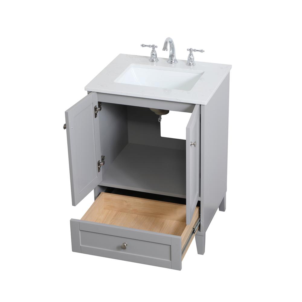 24 inch Single Bathroom Vanity in Grey. Picture 8