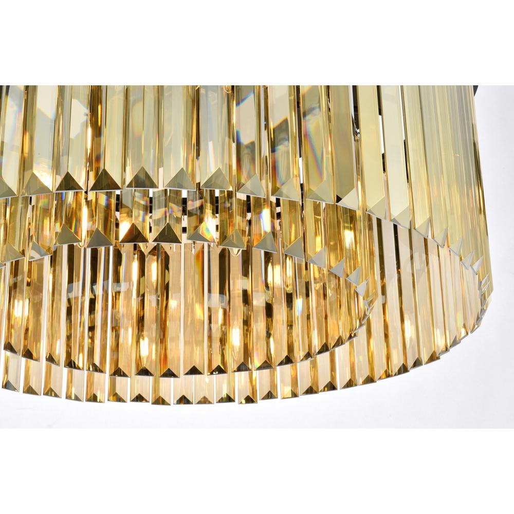 Sydney 8 light Matte Black Flush Mount Golden Teak (Smoky) Royal Cut Crystal. Picture 3
