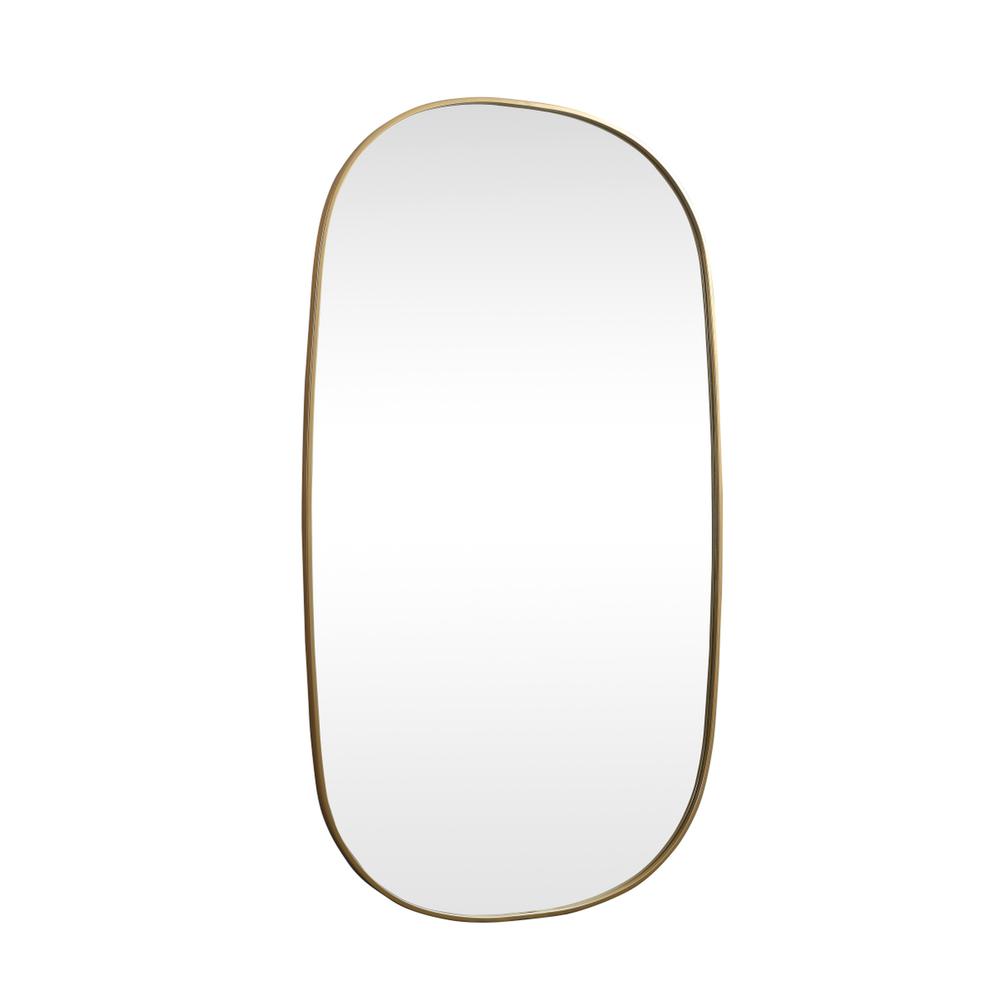 Metal Frame Oval Mirror 36x60 Inch in Brass. Picture 7