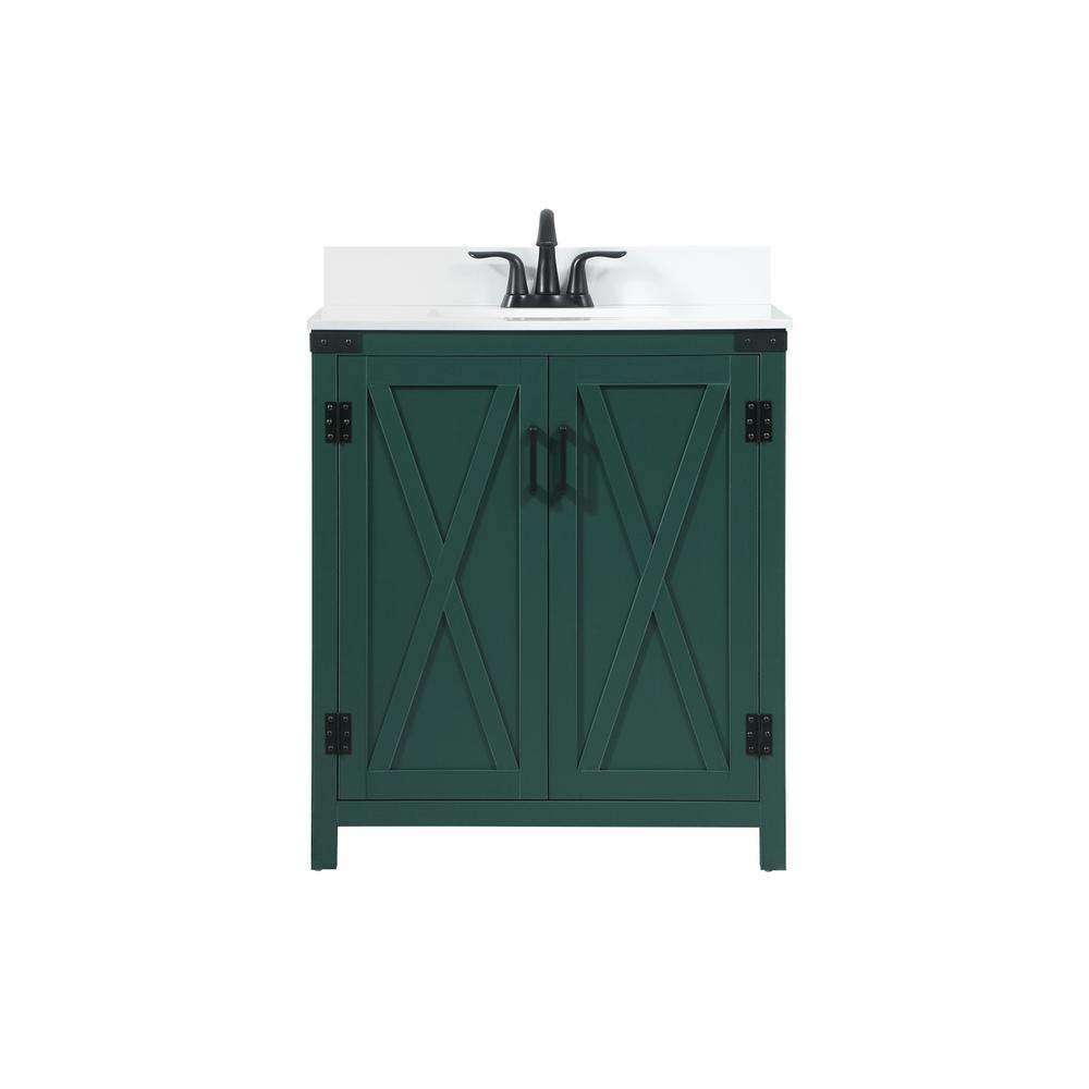 30 inch Single bathroom vanity in green with backsplash. Picture 1