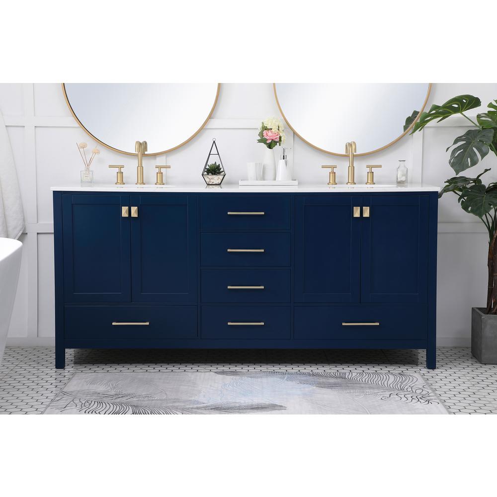 72 inch Double Bathroom Vanity in Blue. Picture 14