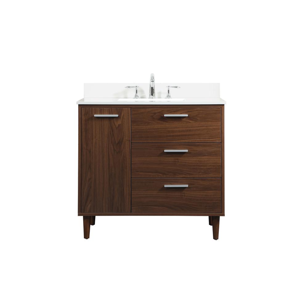 36 inch bathroom vanity in Walnut with backsplash. Picture 1
