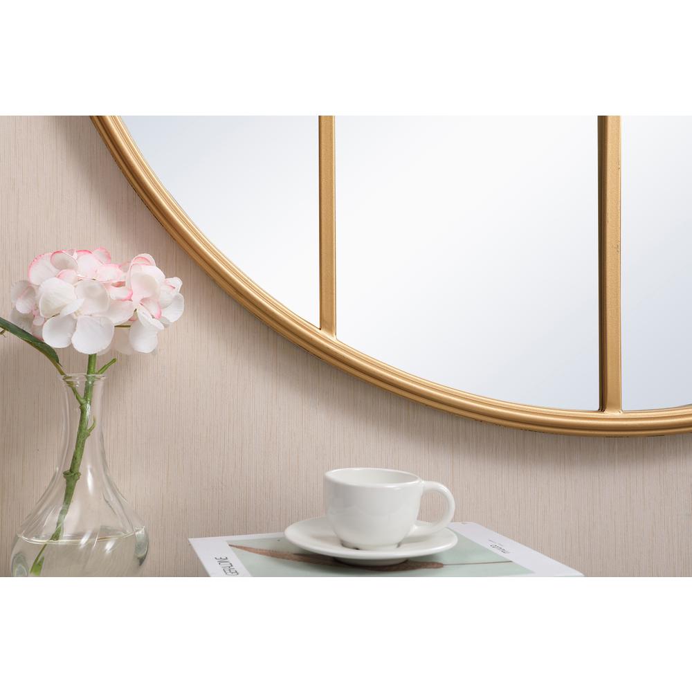 Metal windowpane mirror 36 inch x 36 inch in Brass. Picture 3