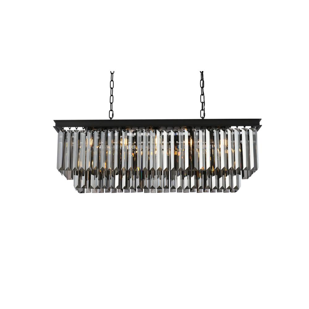 Sydney 12 light Matte Black Chandelier Silver Shade (Grey) Royal Cut Crystal. Picture 2