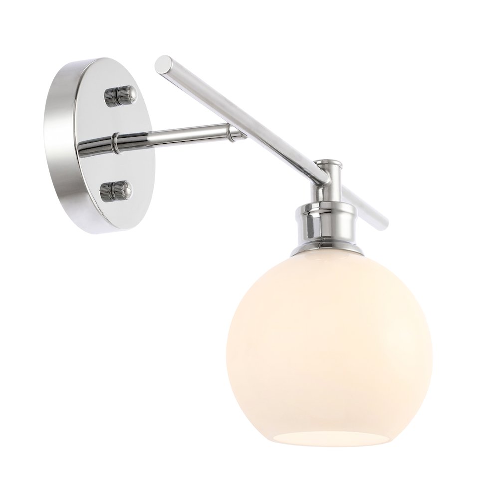 Collier 1 Light Chrome And Frosted White Glass Right Wall Sconce. Picture 7