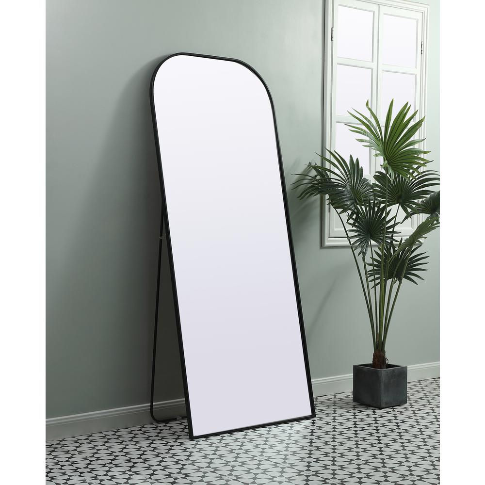 Metal Frame Arch Full Length Mirror 32x76 Inch in Black. Picture 11