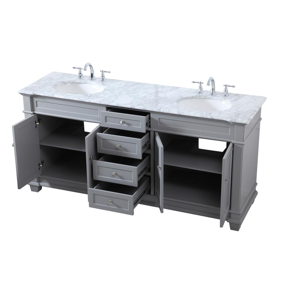 72 inch Double Bathroom Vanity set in Grey. Picture 9