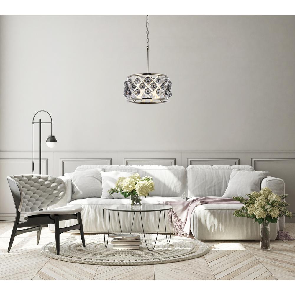 Madison 4 light polished Nickel Pendant Silver Shade (Grey) Royal Cut Crystal. Picture 7