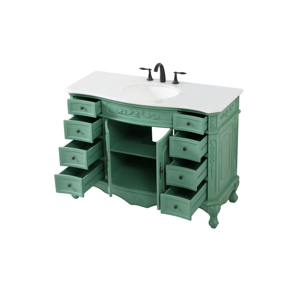 48 inch Single Bathroom vanity in vintage mint. Picture 9