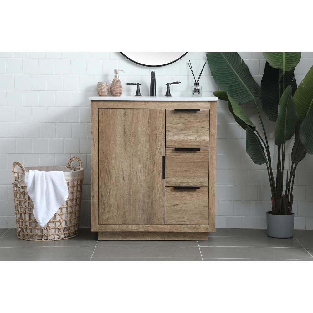 30 Inch SIngle Bathroom Vanity In Natural Oak. Picture 14