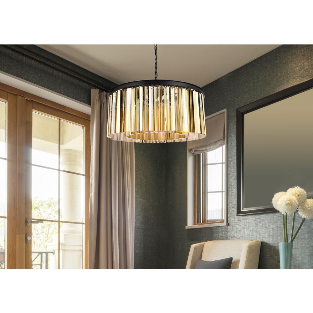 Sydney 8 light Matte Black Chandelier Golden Teak (Smoky) Royal Cut Crystal. Picture 8