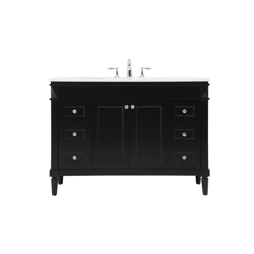 48 inch Single bathroom vanity in black. Picture 1