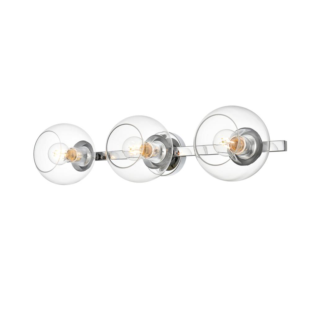 Rogelio 3 light Chrome and Clear Bath Sconce. Picture 2