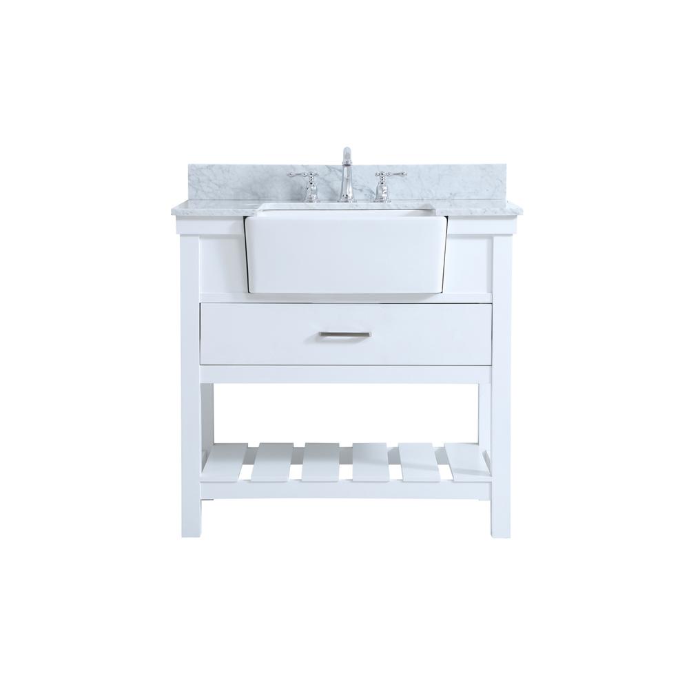 36 inch Single bathroom vanity in white with backsplash. Picture 1