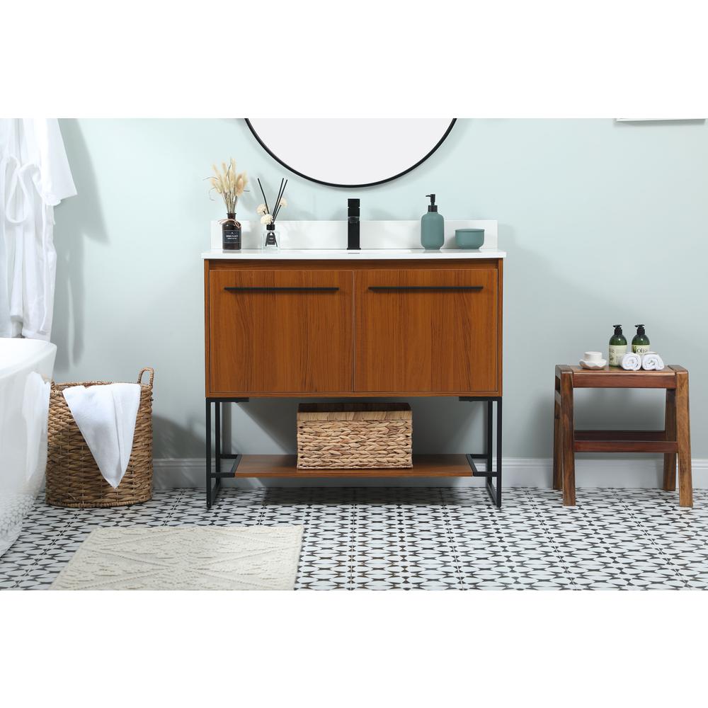 40 inch Single bathroom vanity in teak with backsplash. Picture 14