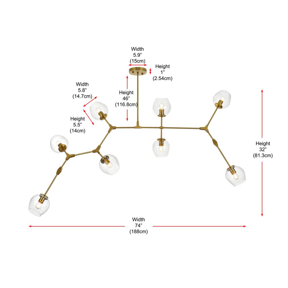 Cavoli 74 inch Chandelier in Brass. Picture 9