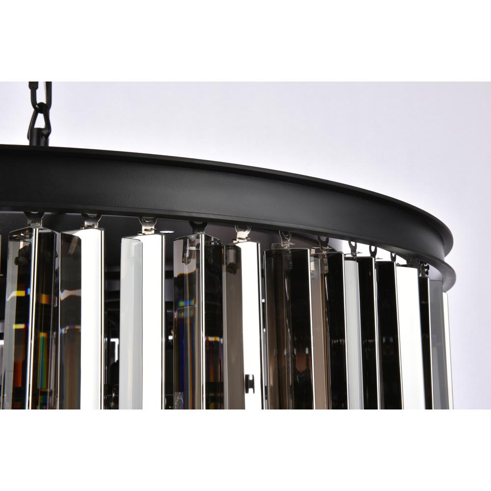 Sydney 8 light Matte Black Chandelier Silver Shade (Grey) Royal Cut Crystal. Picture 4