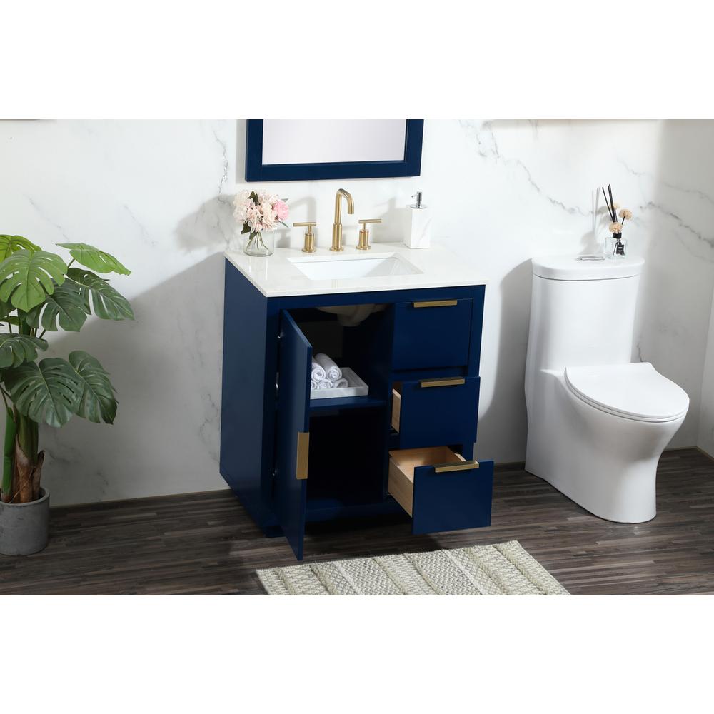 30 inch Single bathroom vanity in blue. Picture 3