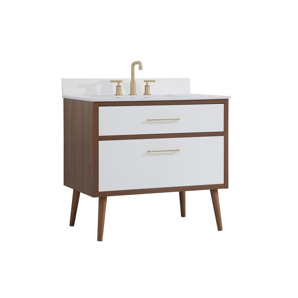 36 inch bathroom Vanity in White with Backsplash. Picture 7