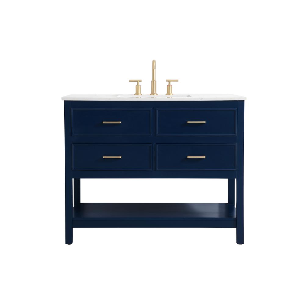 42 inch Single bathroom vanity in blue. Picture 1