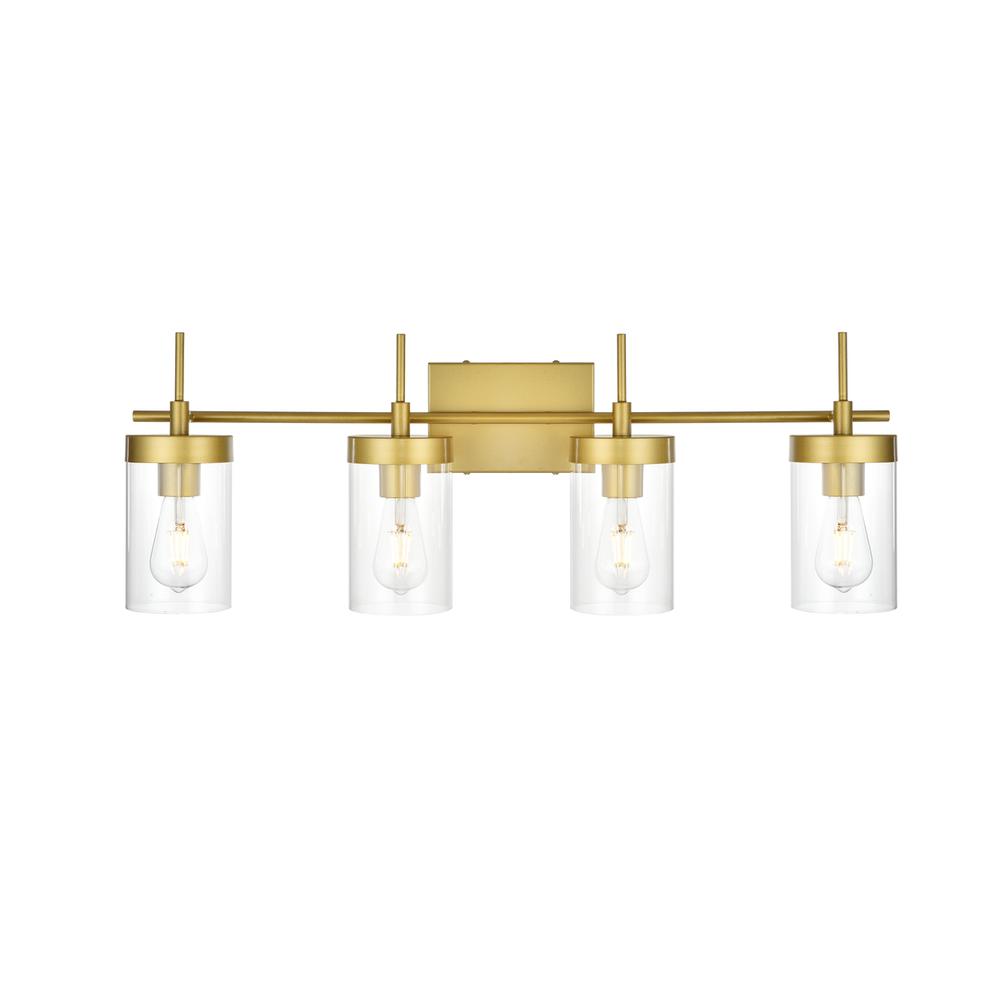 Benny 4 light Brass and Clear Bath Sconce. Picture 1