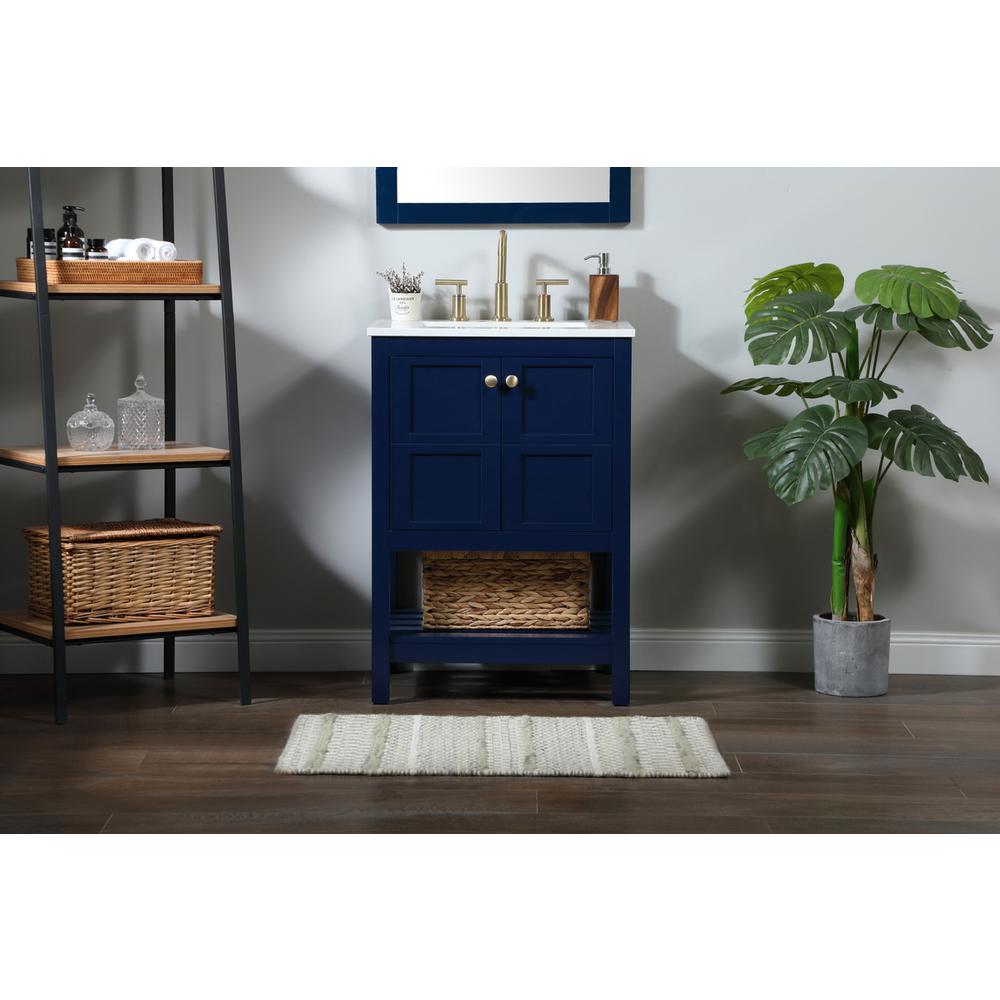 24 inch Single bathroom vanity in blue. Picture 14