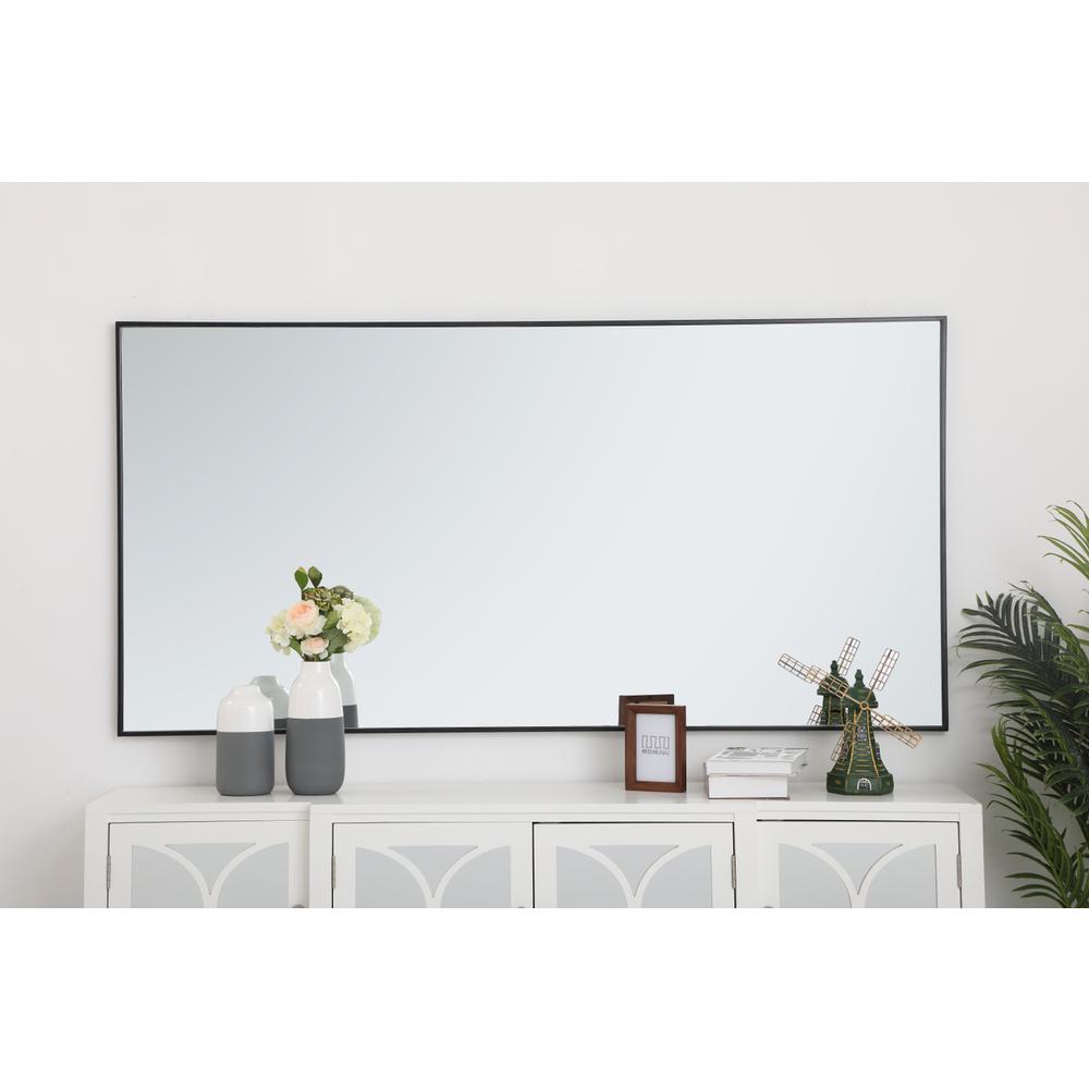 Metal frame rectangle mirror 36 inch in Black. Picture 5