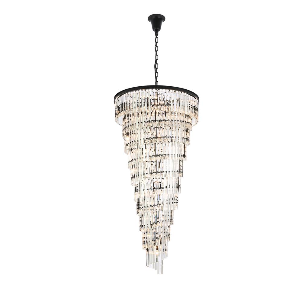 Sydney 36.5 inch spiral crystal chandelier in matte black. Picture 1