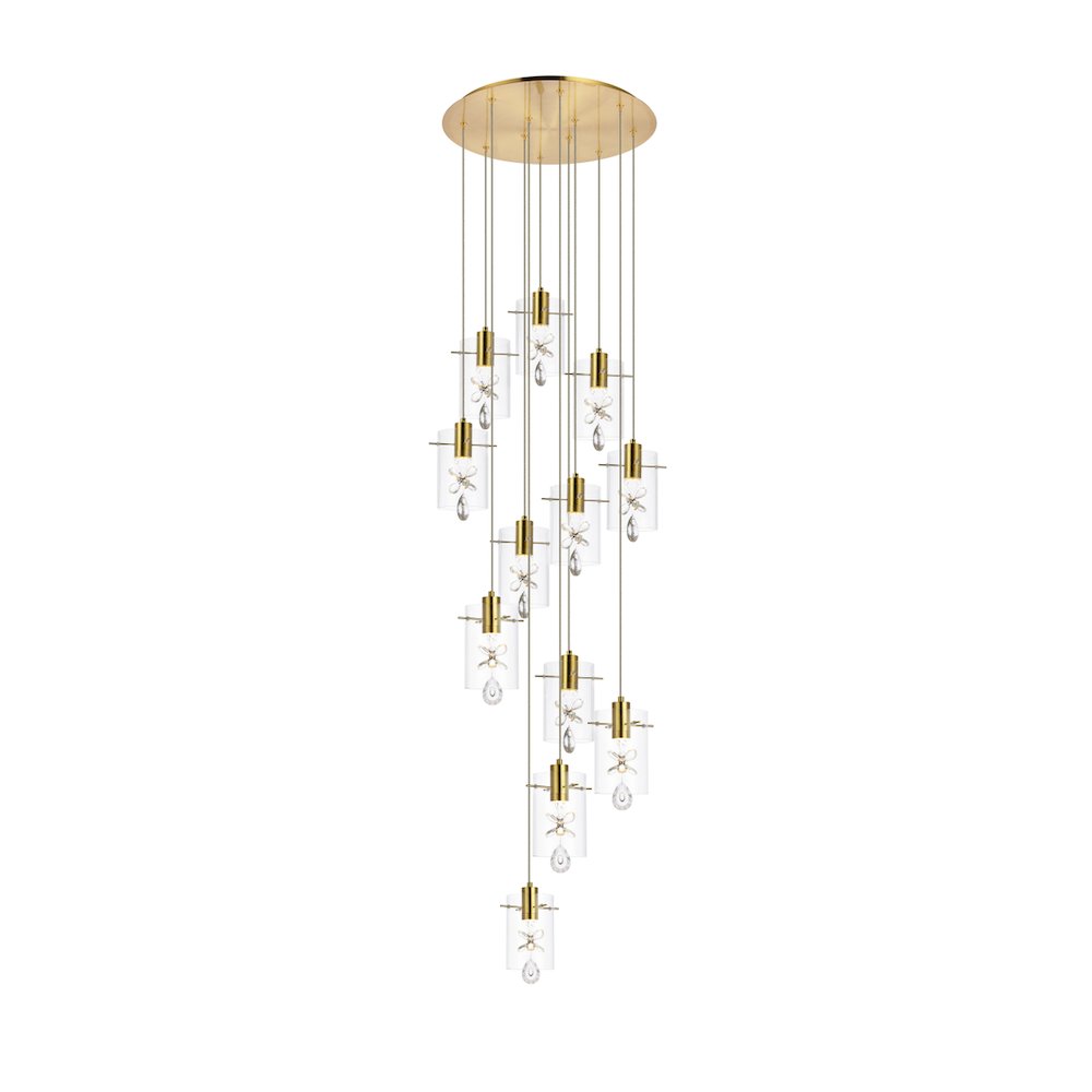 Hana 12 Lights Gold Pendant. Picture 1
