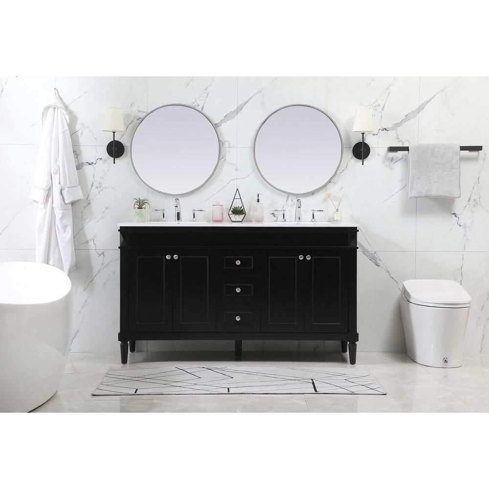 60 inch double bathroom vanity in black. Picture 4
