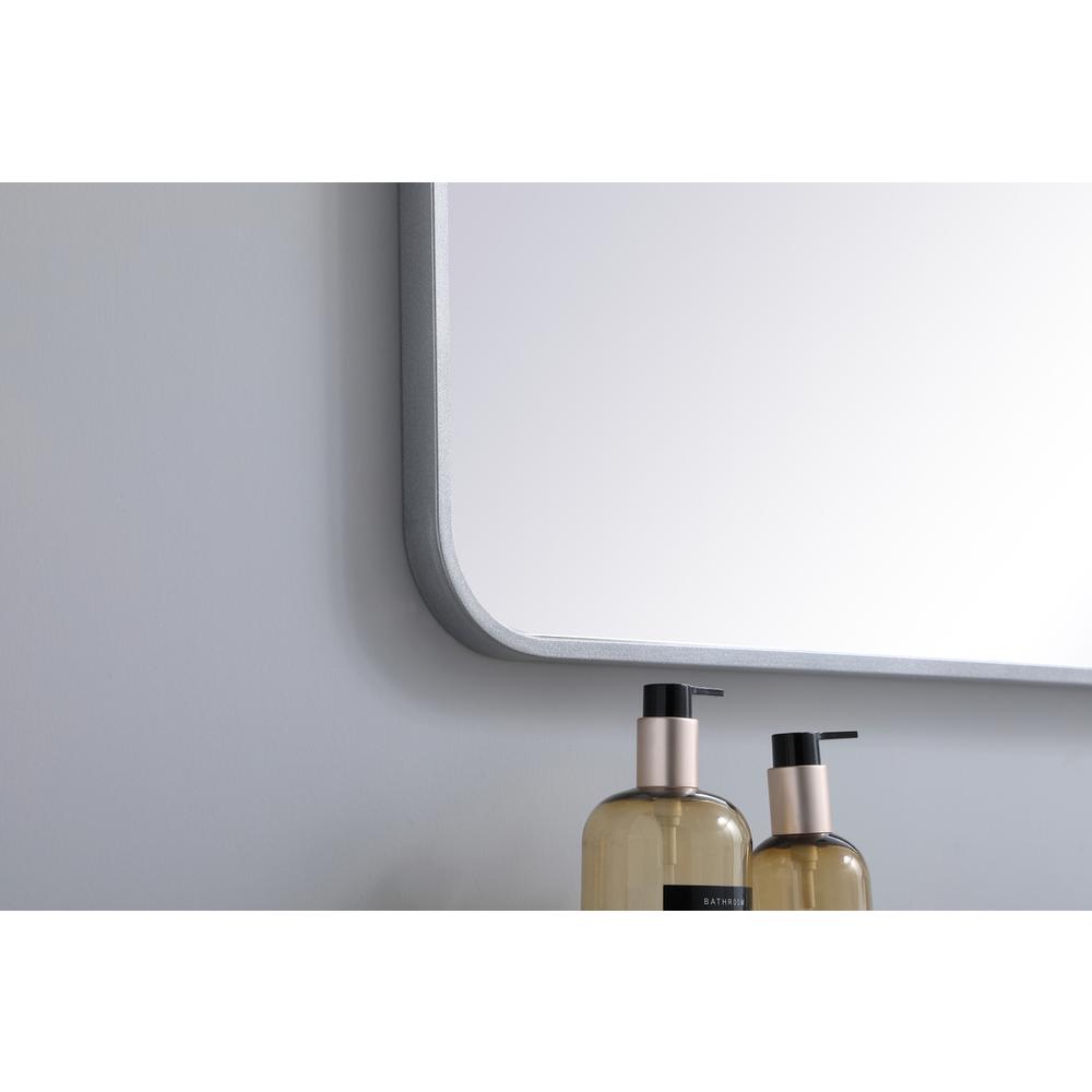 Soft corner metal rectangular mirror 36x40 inch in Silver. Picture 4