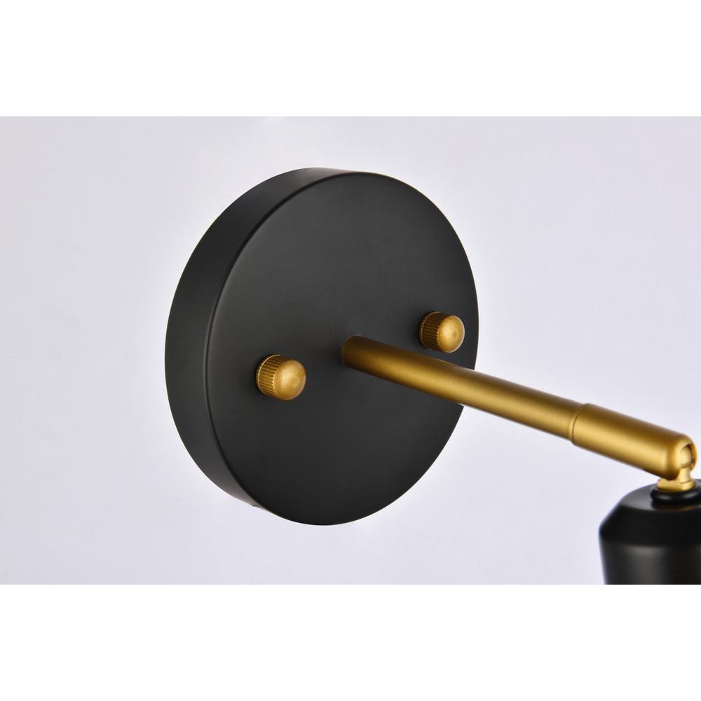 Halycon 5 inch black and brass wall sconce. Picture 6