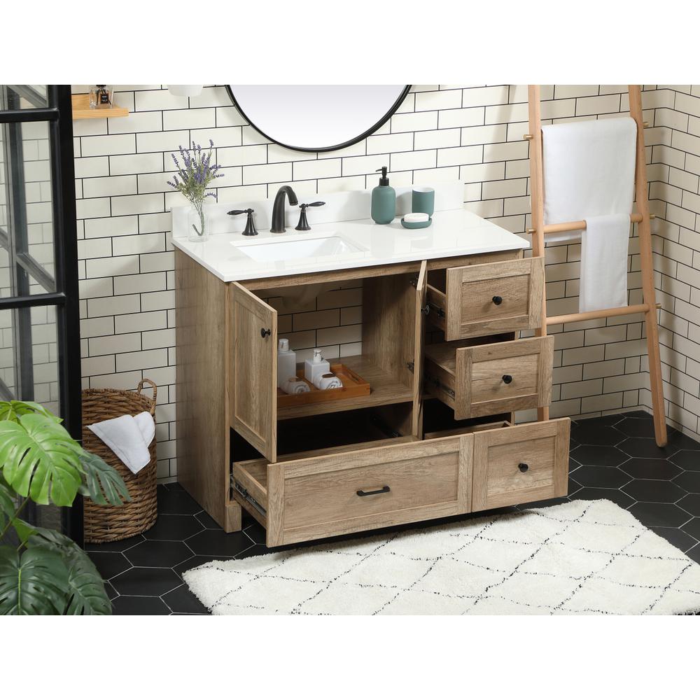 42 inch Single bathroom vanity in natural oak with backsplash. Picture 3