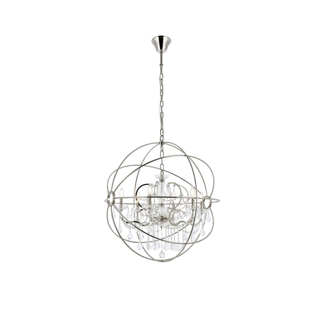 Geneva 6 light polished nickel Chandelier Clear Royal Cut crystal. Picture 1