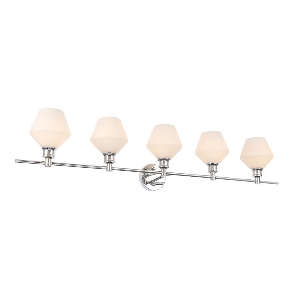 Gene 5 light Chrome and Frosted white glass Wall sconce. Picture 7