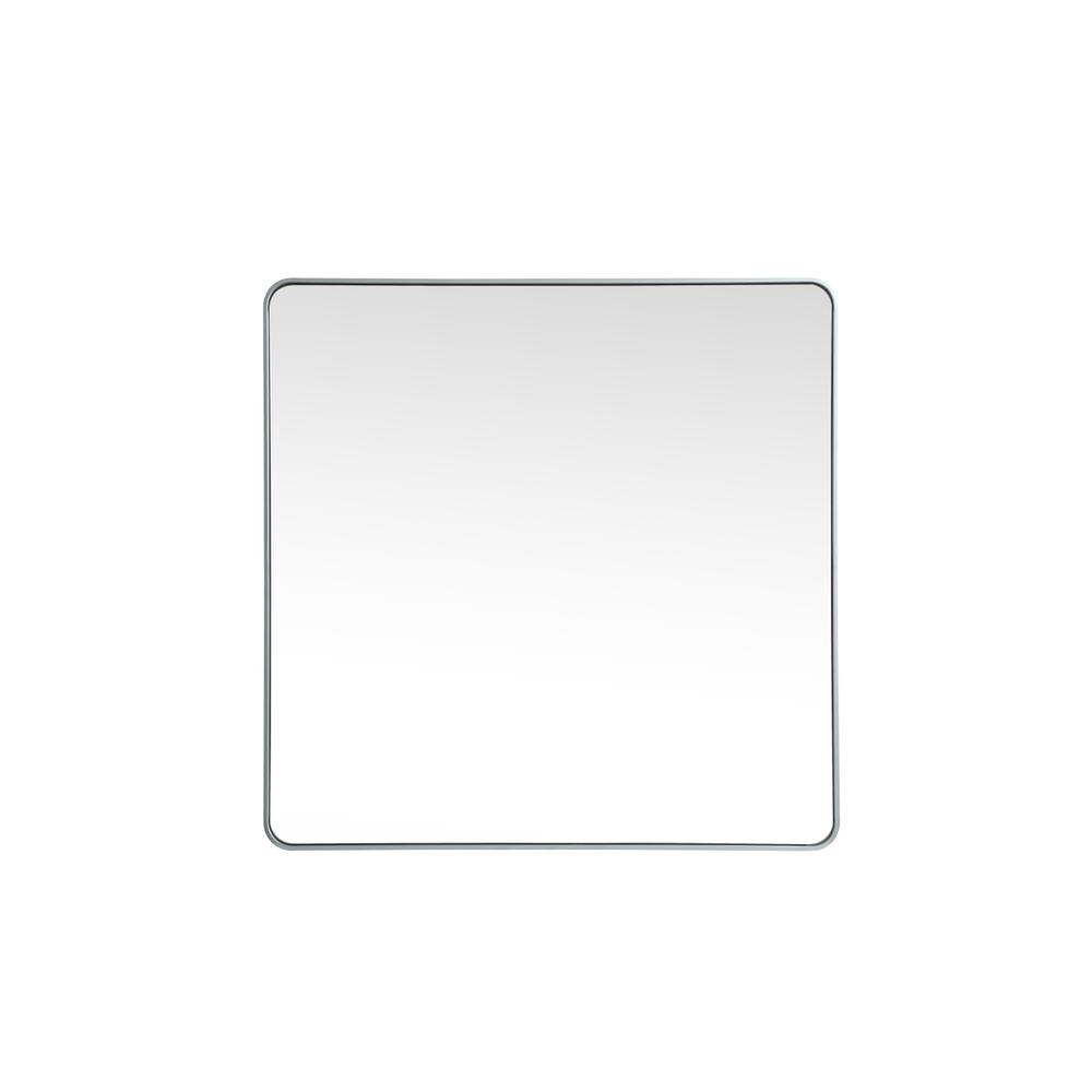 Soft corner metal square mirror 48x48 inch in Silver. Picture 1