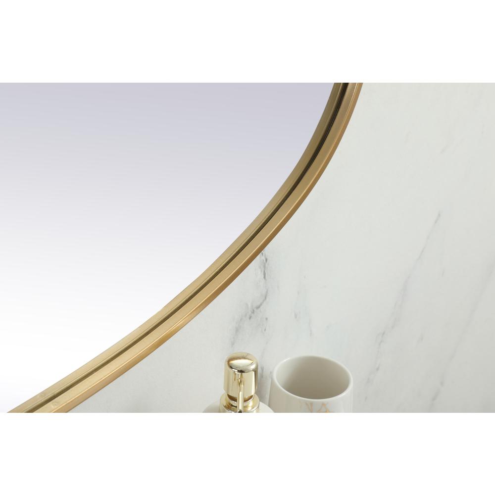 Metal Frame Oval Mirror 24x48 Inch in Brass. Picture 6