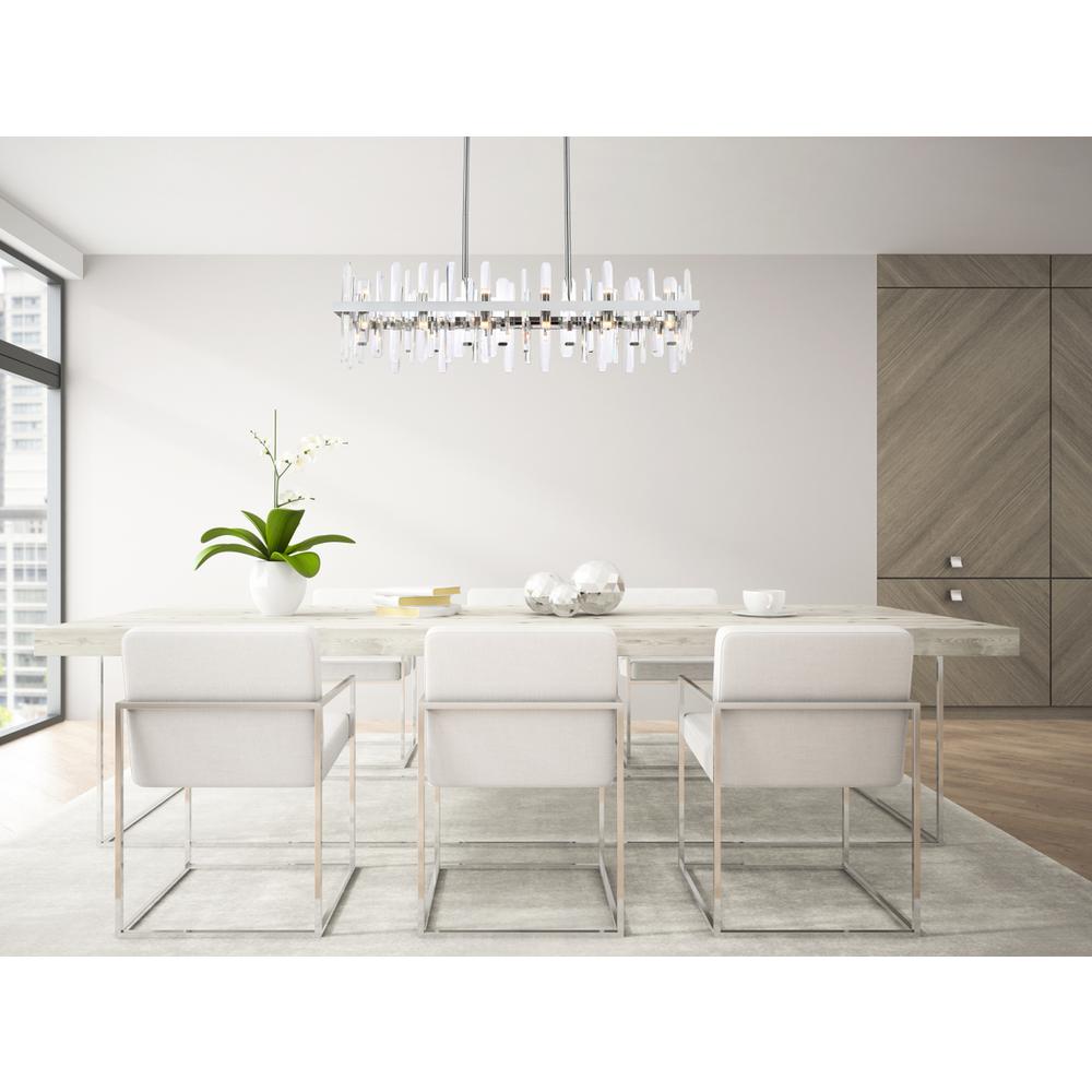 Serena 42 inch crystal rectangle chandelier in chrome. Picture 7