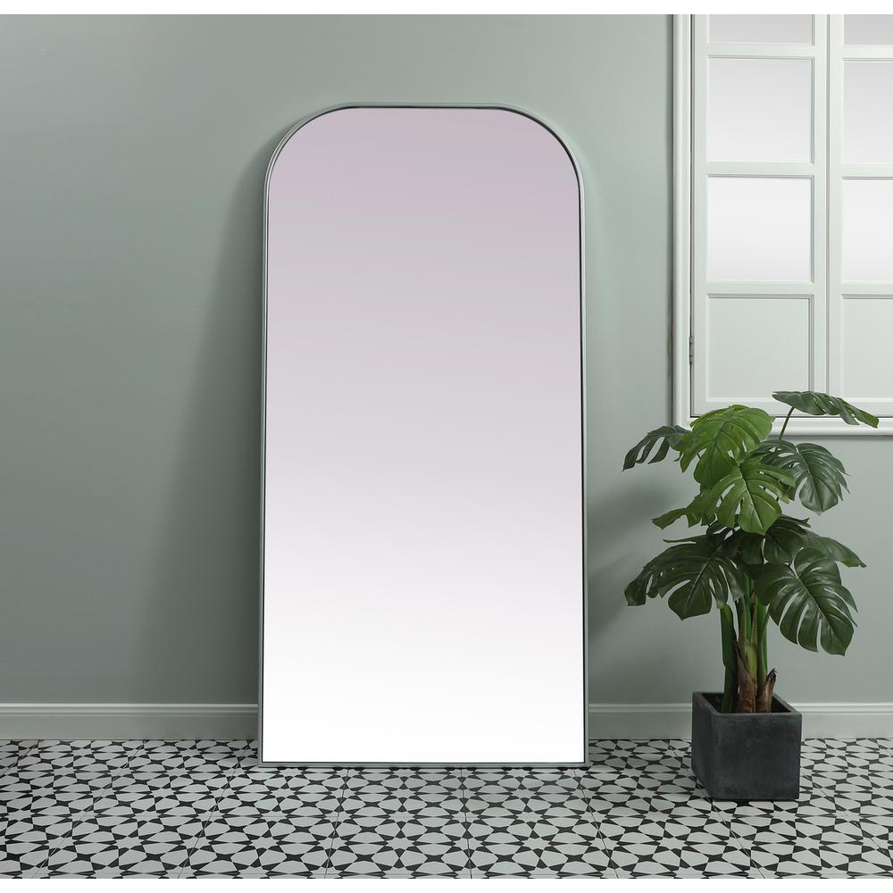 Metal Frame Arch Full Length Mirror 35x72 Inch in Silver. Picture 8