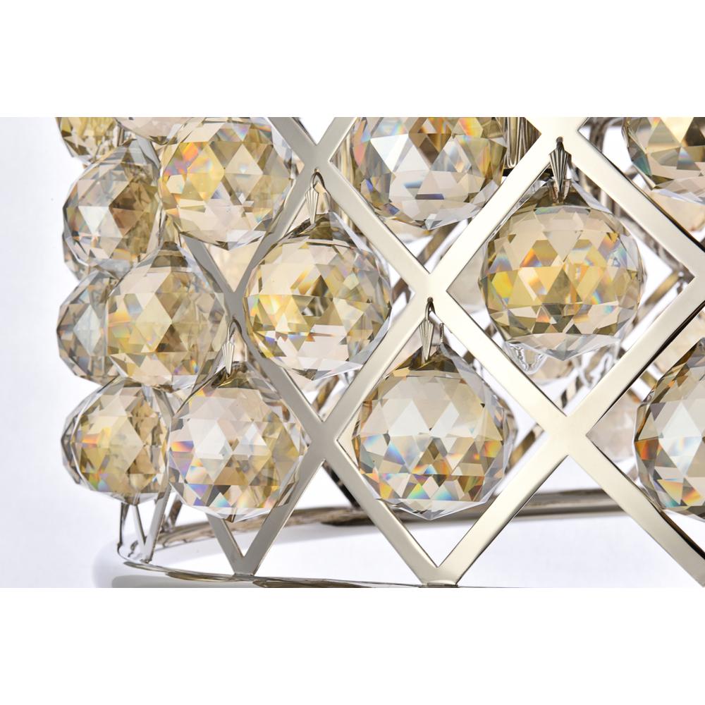 Madison 6 light polished Nickel Chandelier Golden Teak (Smoky) Royal Cut Crystal. Picture 5