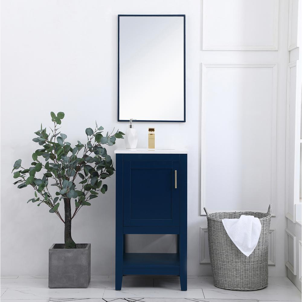 18 inch Single Bathroom Vanity in Blue. Picture 4